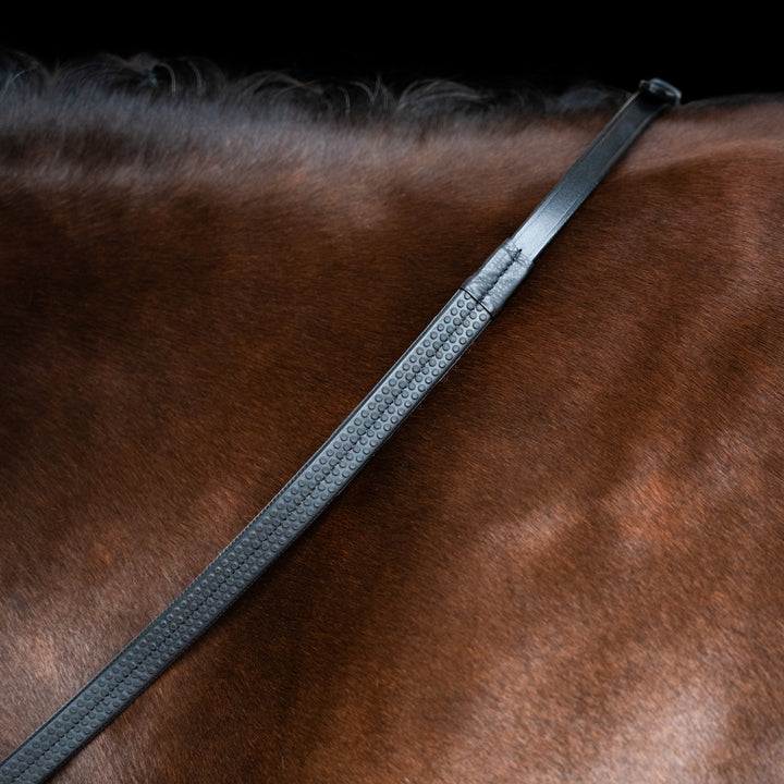 Imperial Riding Reins Rubber with Nylon Insert - Black