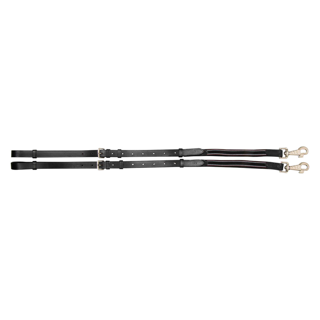 Imperial Riding Side Reins Leather with Elastic - Black