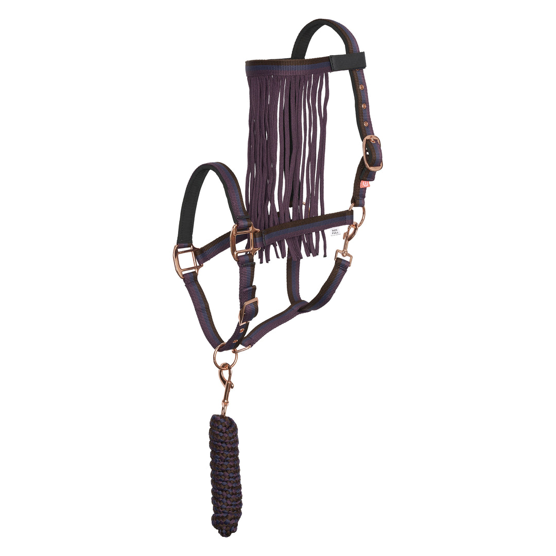 Imperial Riding Set of Headcollar, Lead Rope and Flyfringes - Multi Bordeaux