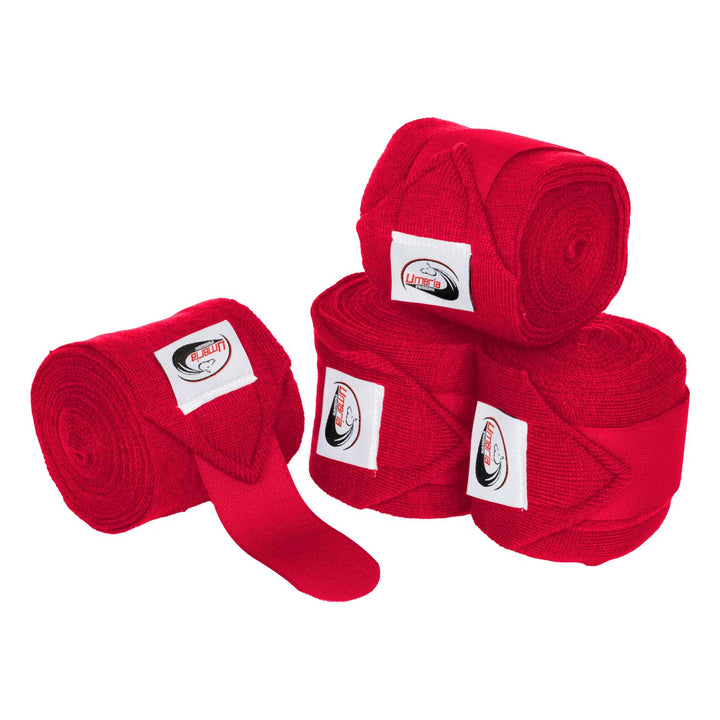 Umbria Equitazione Knitted Bandages with Hook-and-Loop Closure - Red, front view