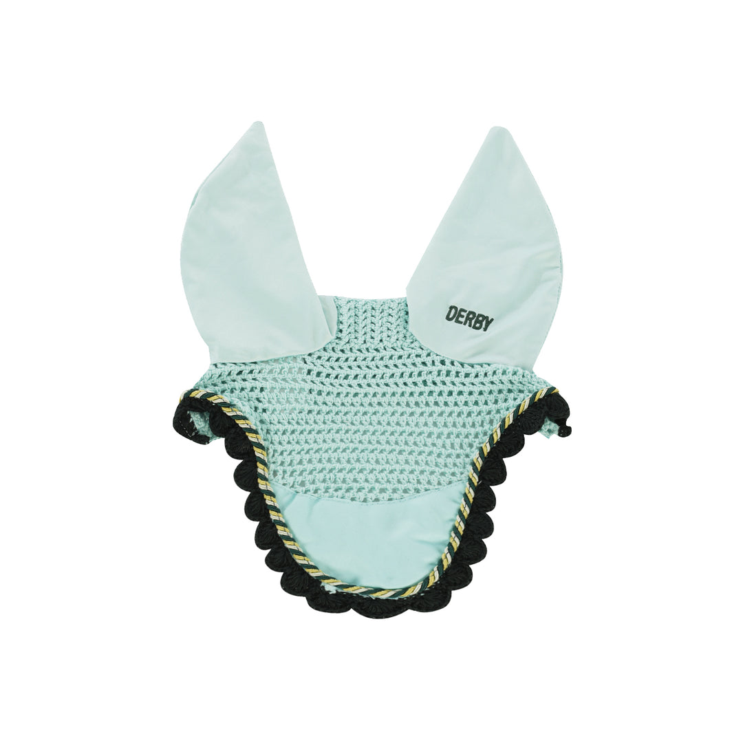 Derby Pony Fly Veil with Pro-Tech Trim - Light Green/Multi/Green, front view