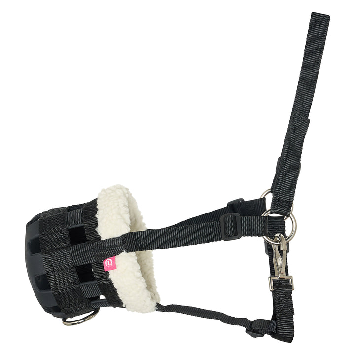 Imperial Riding Grazing Muzzle with Fur - Black