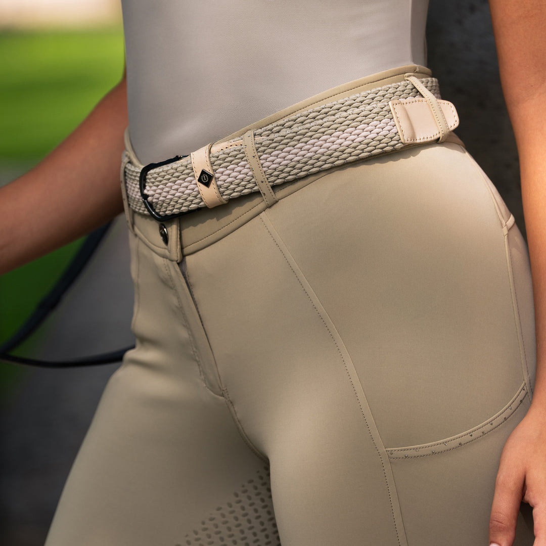 Imperial Riding Elastic Braided Belt - Grey Sand