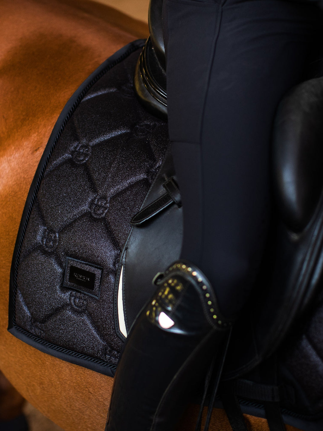Equestrian Stockholm Dressage Saddle Pad All Black Glimmer - Dressage Saddle Pad - Kingdom Equestrian