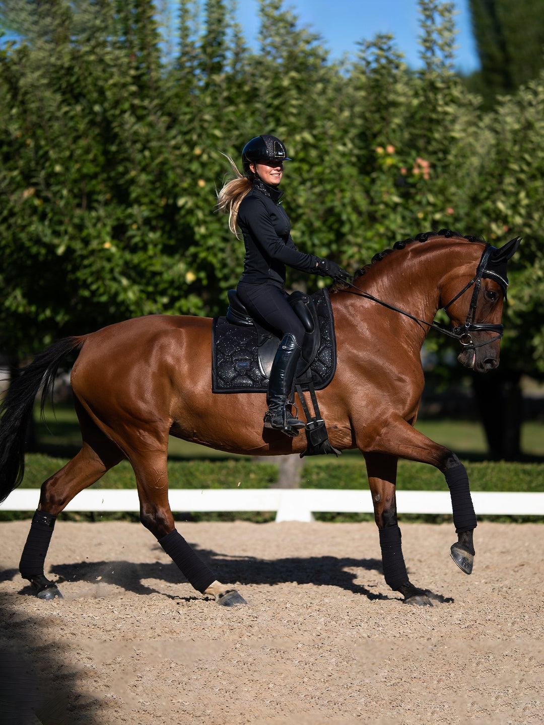 Equestrian Stockholm Dressage Saddle Pad All Black Glimmer - Dressage Saddle Pad - Kingdom Equestrian
