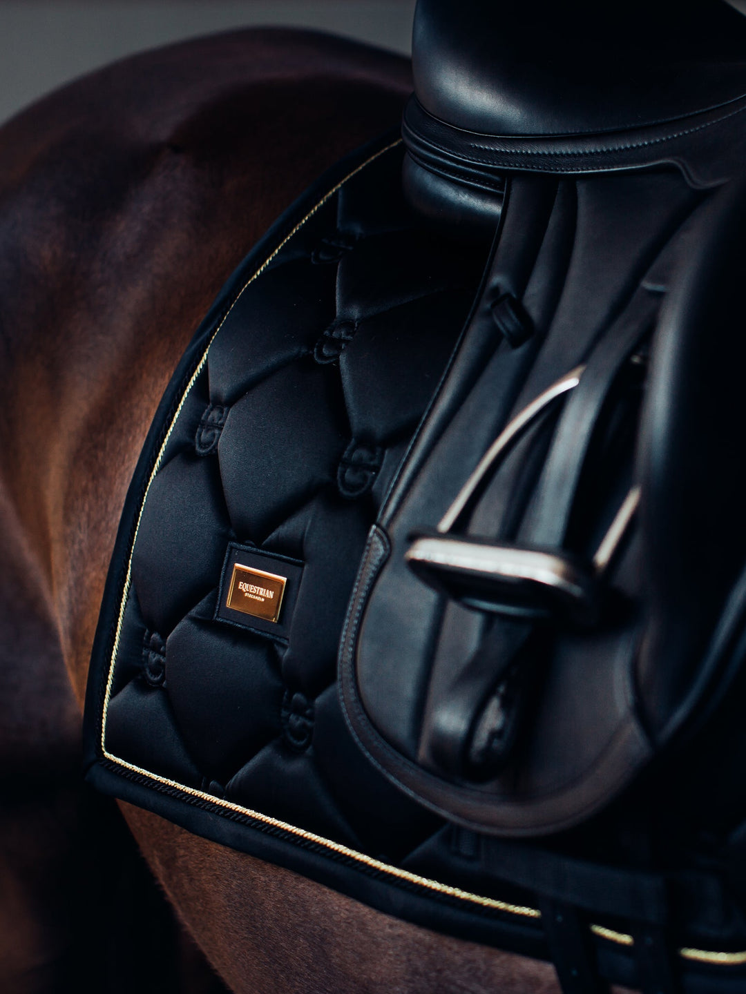 Equestrian Stockholm Dressage Saddle Pad Black Gold - Dressage Saddle Pad - Kingdom Equestrian