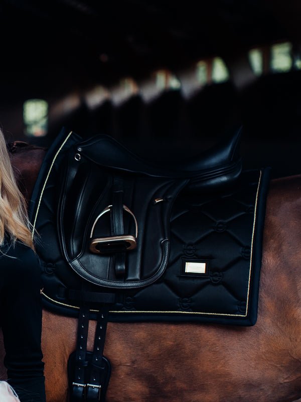 Equestrian Stockholm Dressage Saddle Pad Black Gold - Dressage Saddle Pad - Kingdom Equestrian