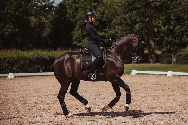 Equestrian Stockholm Dressage Saddle Pad Black Gold - Dressage Saddle Pad - Kingdom Equestrian