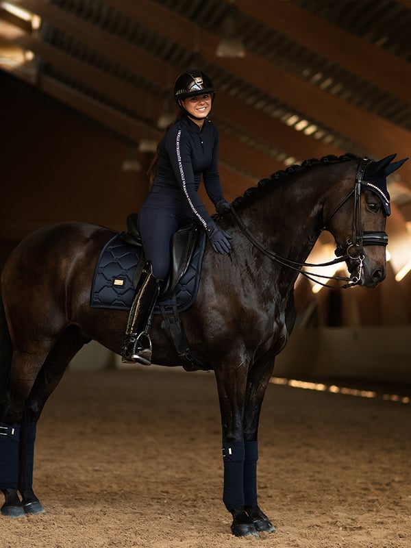 Equestrian Stockholm Dressage Saddle Pad Classic Modern Tech Navy - Anti - Slip Pad - Kingdom Equestrian