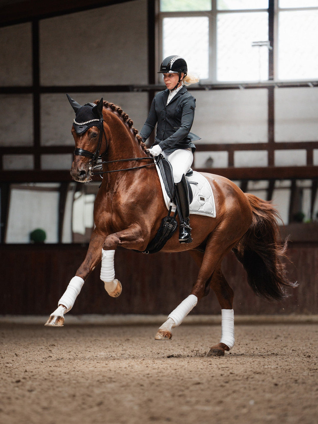 Equestrian Stockholm Dressage Saddle Pad Crystal White Glimmer - Dressage Saddle Pad - Kingdom Equestrian