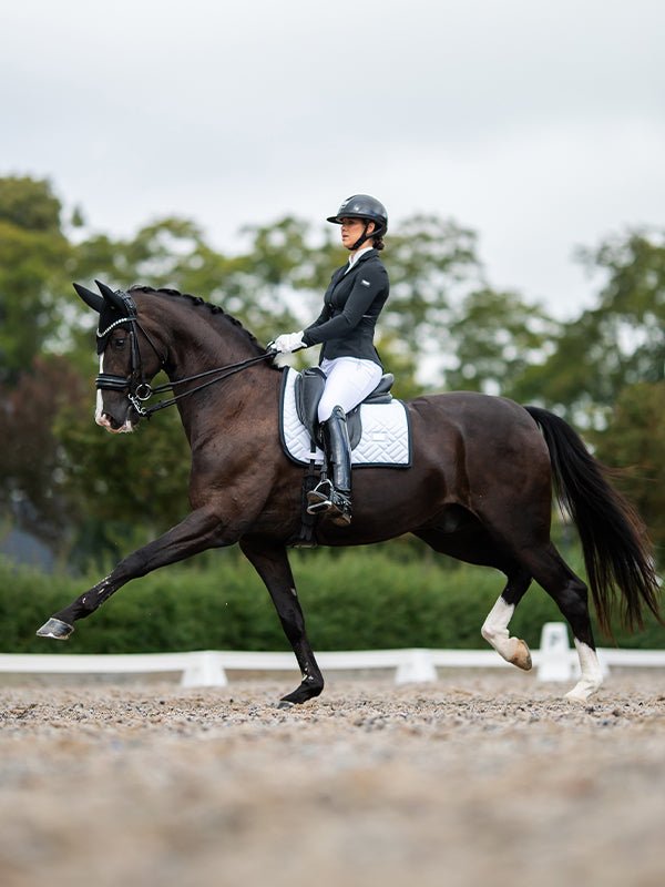 Equestrian Stockholm Dressage Saddle Pad Modern White Black Edition - Dressage Saddle Pad - Kingdom Equestrian