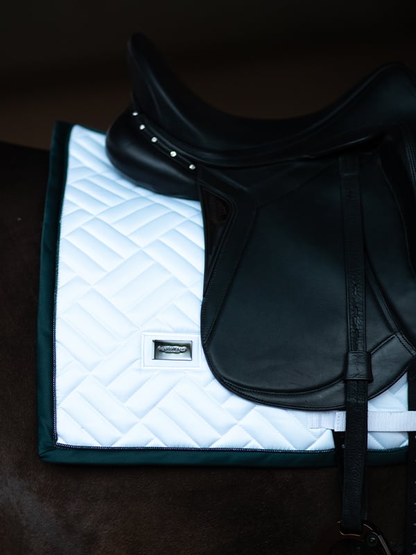 Equestrian Stockholm Dressage Saddle Pad Modern White Dramatic Monday - Dressage Saddle Pad - Kingdom Equestrian