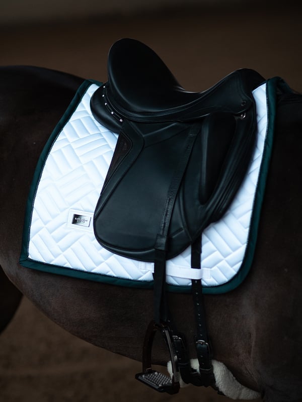 Equestrian Stockholm Dressage Saddle Pad Modern White Dramatic Monday - Dressage Saddle Pad - Kingdom Equestrian