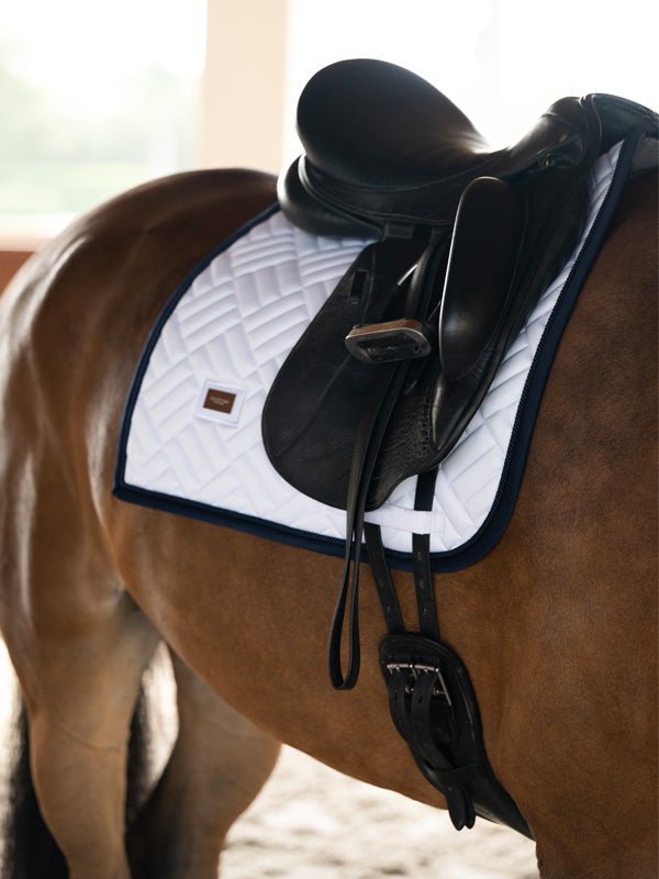 Equestrian Stockholm Dressage Saddle Pad Modern White Navy - Dressage Saddle Pad - Kingdom Equestrian