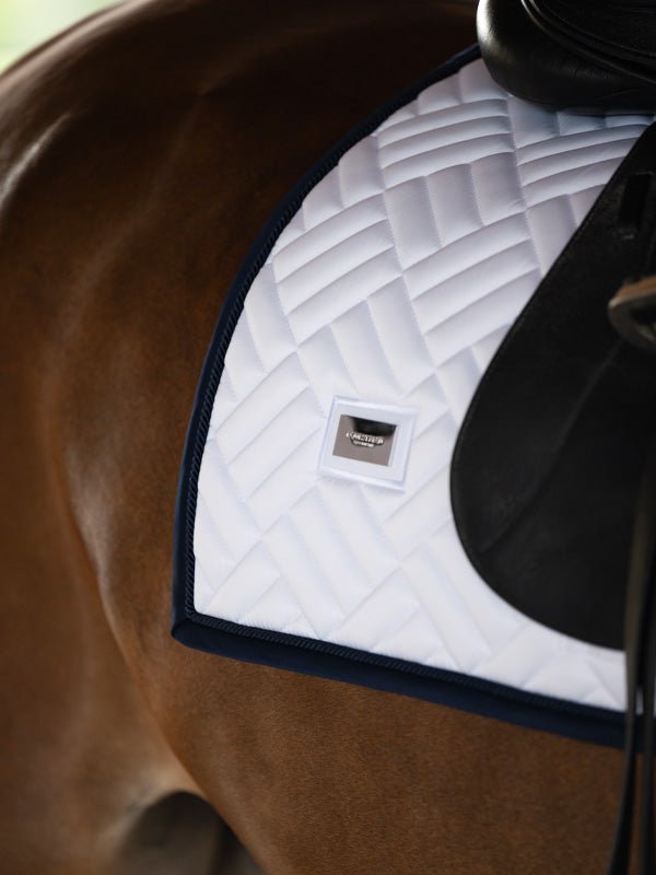 Equestrian Stockholm Dressage Saddle Pad Modern White Navy - Dressage Saddle Pad - Kingdom Equestrian