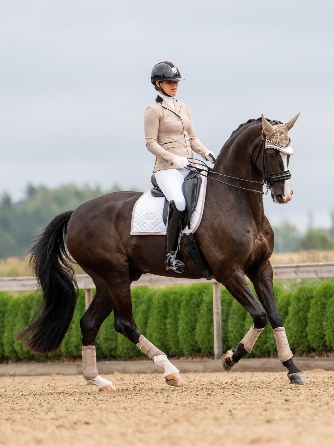 Equestrian Stockholm Dressage Saddle Pad Modern White Sand - Dressage Saddle Pad - Kingdom Equestrian