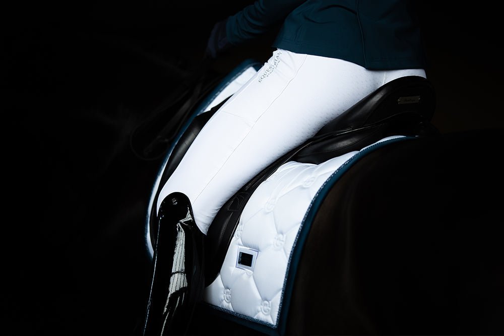 Equestrian Stockholm Dressage Saddle Pad White Blue Meadow - Dressage Saddle Pad - Kingdom Equestrian