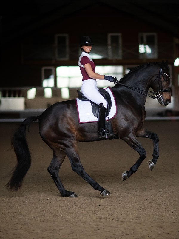 Equestrian Stockholm Dressage Saddle Pad White Perfection Bordeaux - Dressage Saddle Pad - Kingdom Equestrian