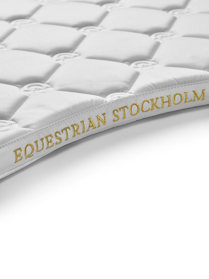 Equestrian Stockholm Dressage Saddle Pad White Perfection Gold - Dressage Saddle Pad - Kingdom Equestrian