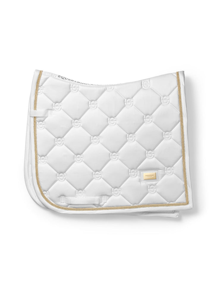 Equestrian Stockholm Dressage Saddle Pad White Perfection Gold - Dressage Saddle Pad - Kingdom Equestrian
