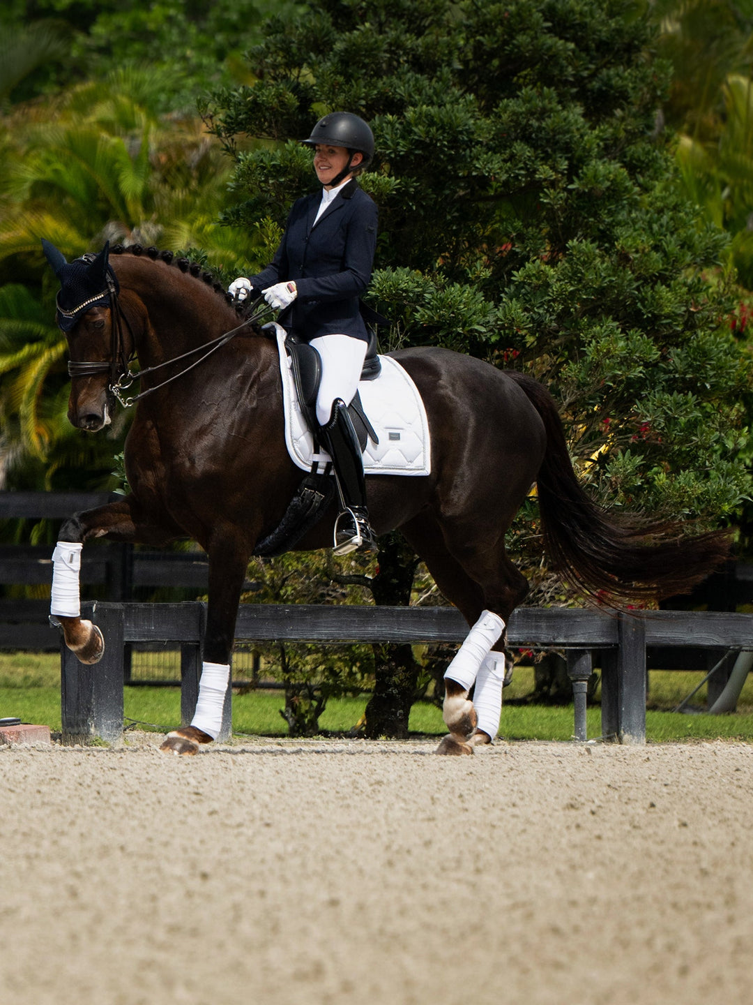 Equestrian Stockholm Dressage Saddle Pad White Perfection Silver - Dressage Saddle Pad - Kingdom Equestrian