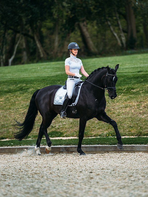 Equestrian Stockholm Dressage Saddle Pad White Perfection Silver - Dressage Saddle Pad - Kingdom Equestrian