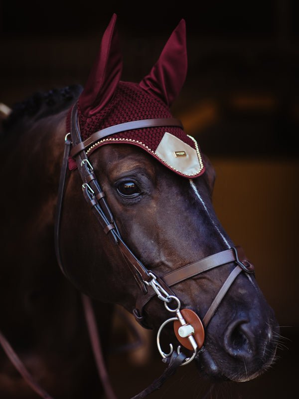 Equestrian Stockholm Ear Bonnet Crystal Merlot Gold - Ear Bonnet - Kingdom Equestrian