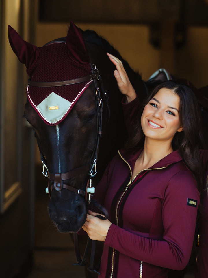 Equestrian Stockholm Ear Bonnet Crystal Merlot Gold - Ear Bonnet - Kingdom Equestrian
