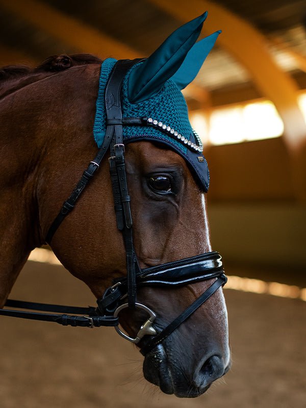 Equestrian Stockholm Fly Hood Aurora Blues - Ear Bonnet - Kingdom Equestrian