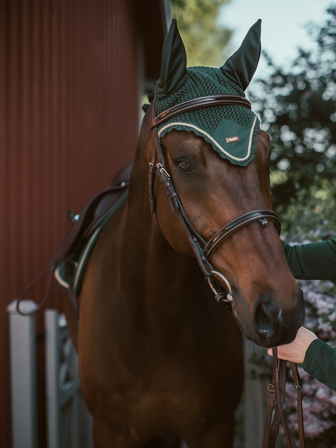 Equestrian Stockholm Fly Hood Forest Green - Ear Bonnet - Kingdom Equestrian