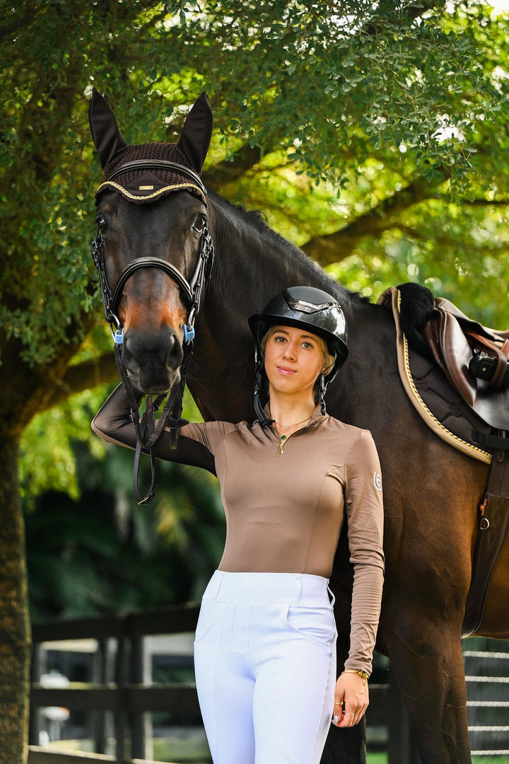 Equestrian Stockholm Fly Hood Golden Brown - Ear Bonnet - Kingdom Equestrian