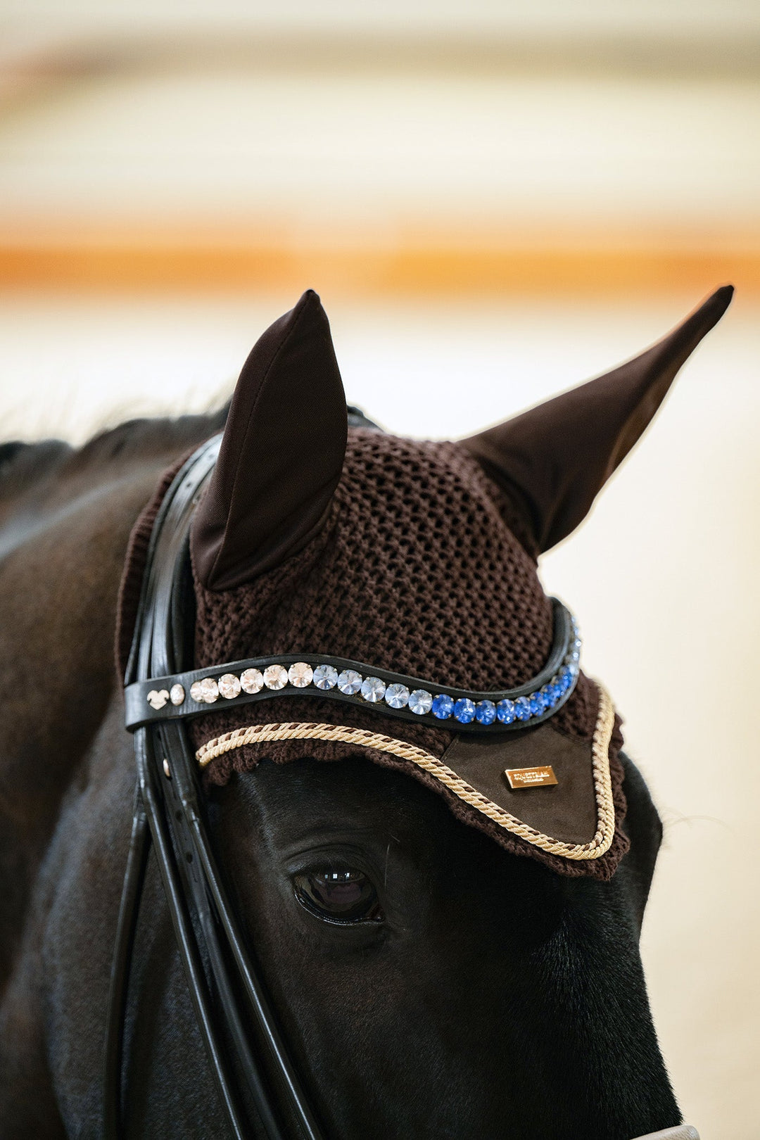 Equestrian Stockholm Fly Hood Golden Brown - Ear Bonnet - Kingdom Equestrian