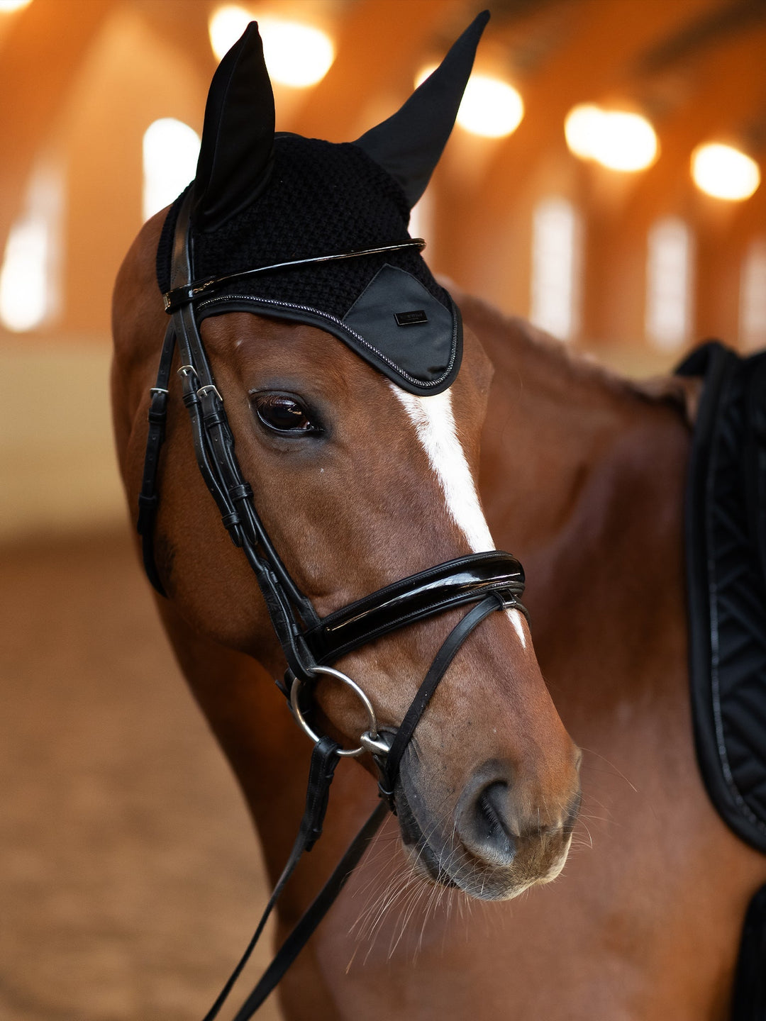 Equestrian Stockholm Fly Hood Modern Black - Ear Bonnet - Kingdom Equestrian