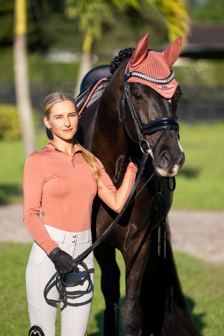 Equestrian Stockholm Fly Hood Modern Coral - Ear Bonnet - Kingdom Equestrian