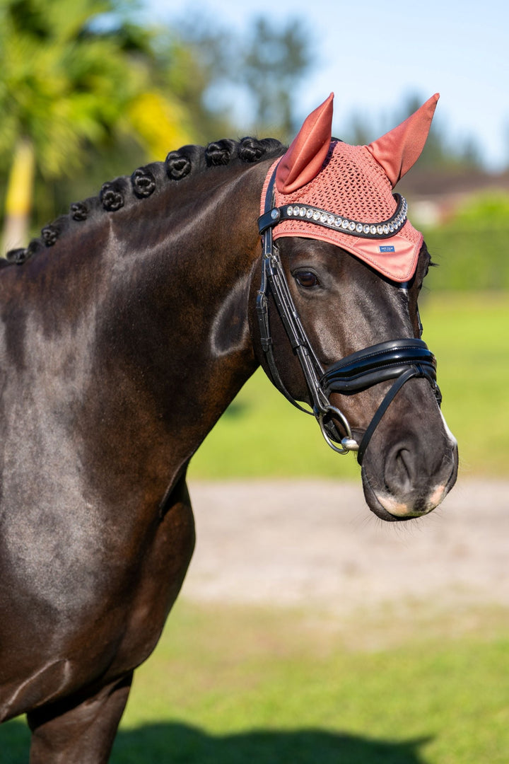 Equestrian Stockholm Fly Hood Modern Coral - Ear Bonnet - Kingdom Equestrian