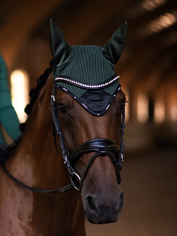 Equestrian Stockholm Fly Hood Performance Sycamore Green - Ear Bonnet - Kingdom Equestrian