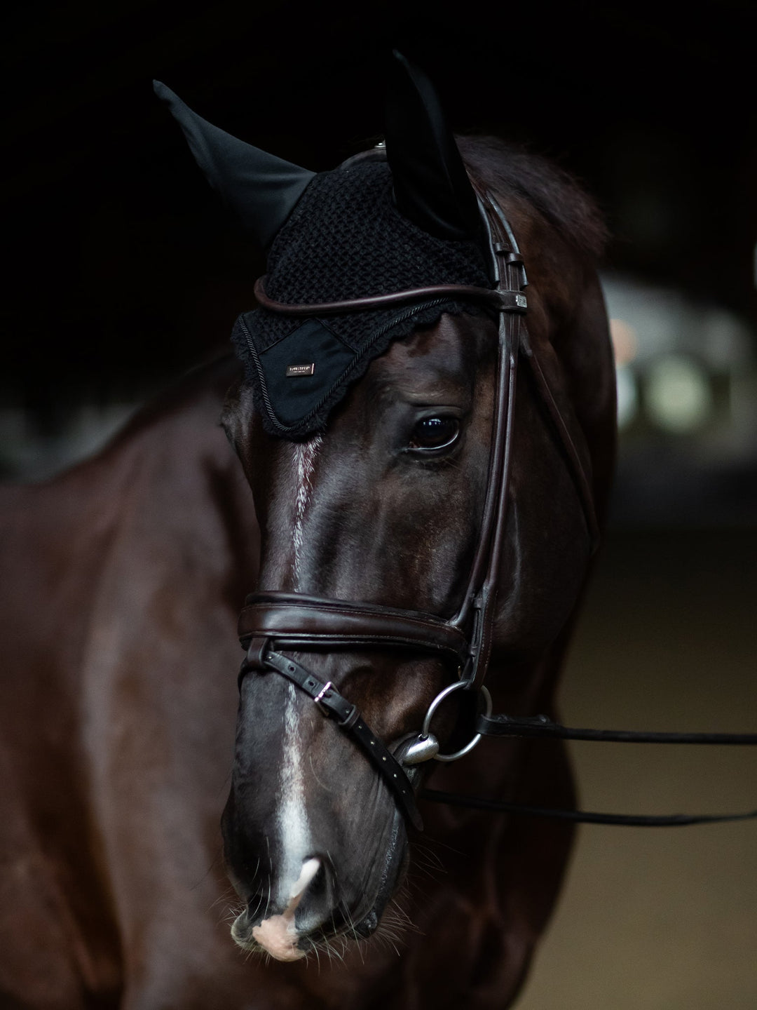 Equestrian Stockholm Fly Hood Plain Black Rose Gold - Ear Bonnet - Kingdom Equestrian