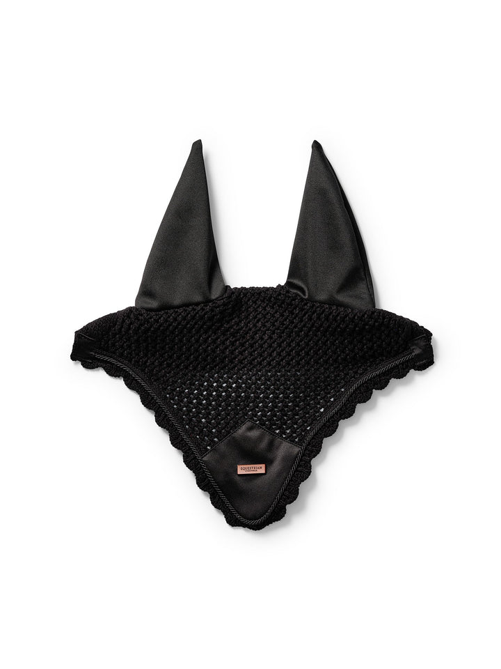 Equestrian Stockholm Fly Hood Plain Black Rose Gold - Ear Bonnet - Kingdom Equestrian