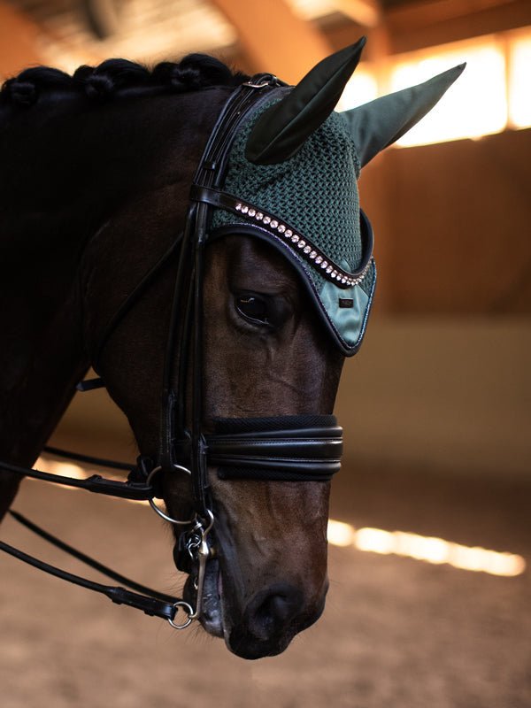 Equestrian Stockholm Fly Hood Sycamore Green - Ear Bonnet - Kingdom Equestrian