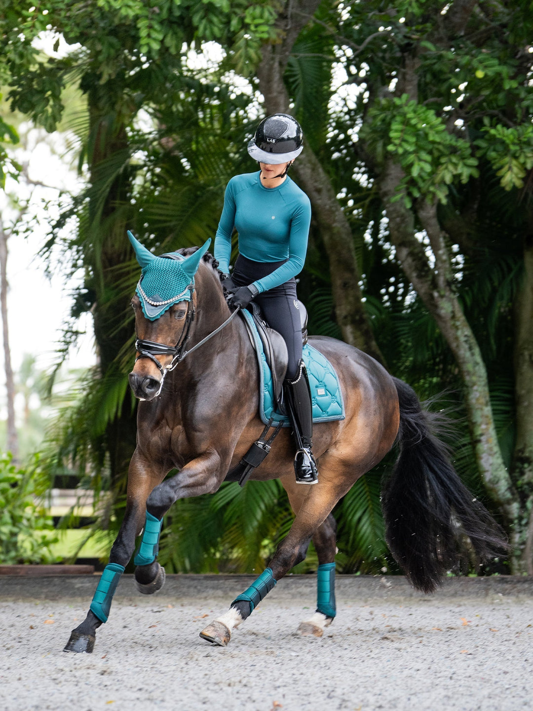 Equestrian Stockholm Fly Hood - Teal Blue - Fly Hood - Kingdom Equestrian