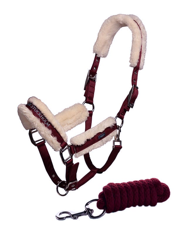 Equestrian Stockholm Fur Halter &amp; Lead Rope Bordeaux - Halter - Kingdom Equestrian