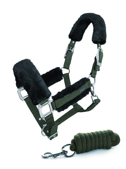 Equestrian Stockholm Fur Halter &amp; Lead Rope Deep Olivine - Halter - Kingdom Equestrian