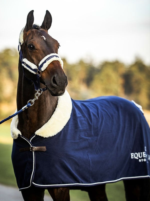 Equestrian Stockholm Fur Halter &amp; Lead Rope Navy - Halter - Kingdom Equestrian