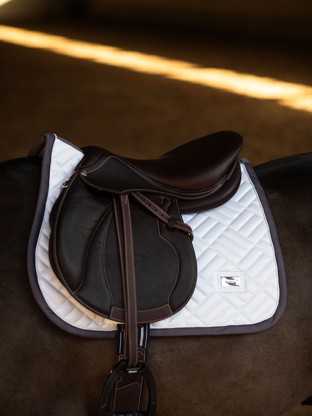 Equestrian Stockholm Jump Saddle Pad Modern White Dark Violet - Jump Saddle Pad - Kingdom Equestrian