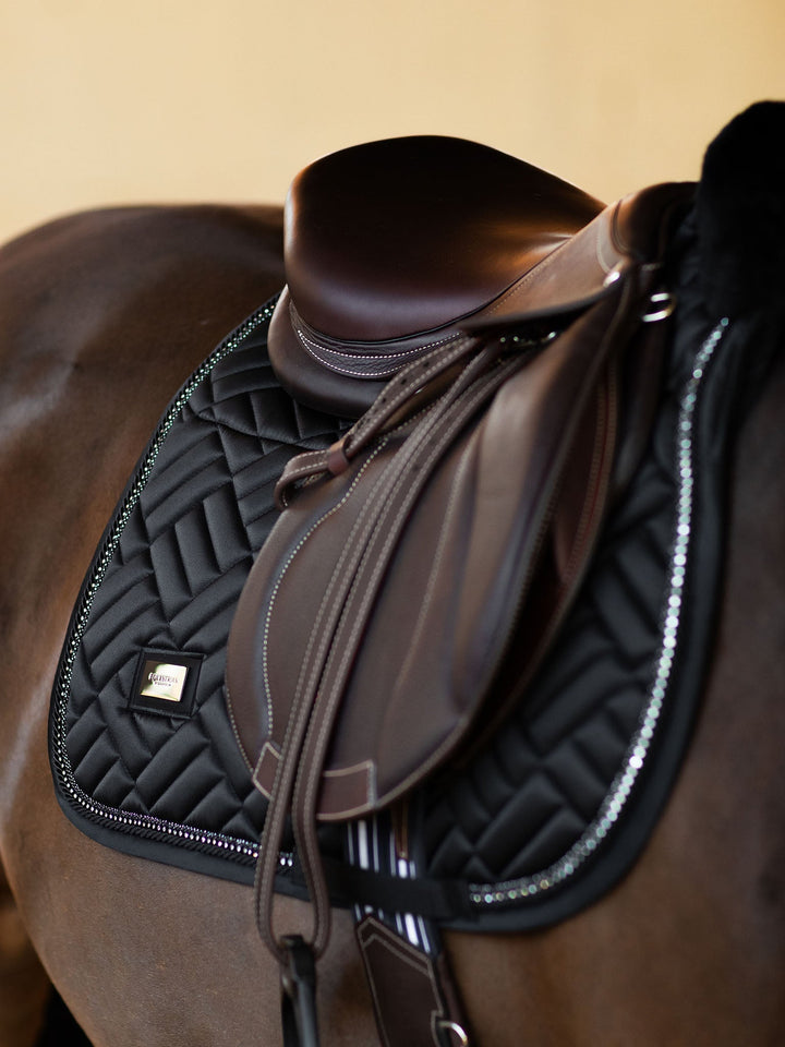 Equestrian Stockholm Jump Saddle Pad Vegan Fur Crystal Black - Jump Saddle Pad - Kingdom Equestrian