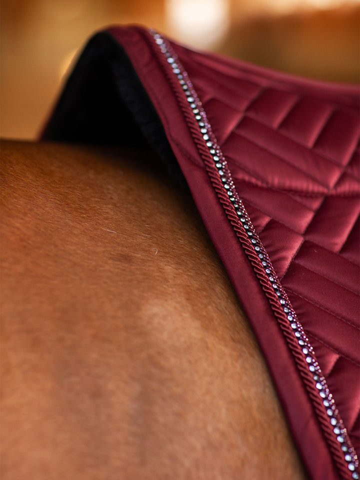 Equestrian Stockholm Jump Saddle Pad Vegan Fur Crystal Bordeaux - Jump Saddle Pad - Kingdom Equestrian