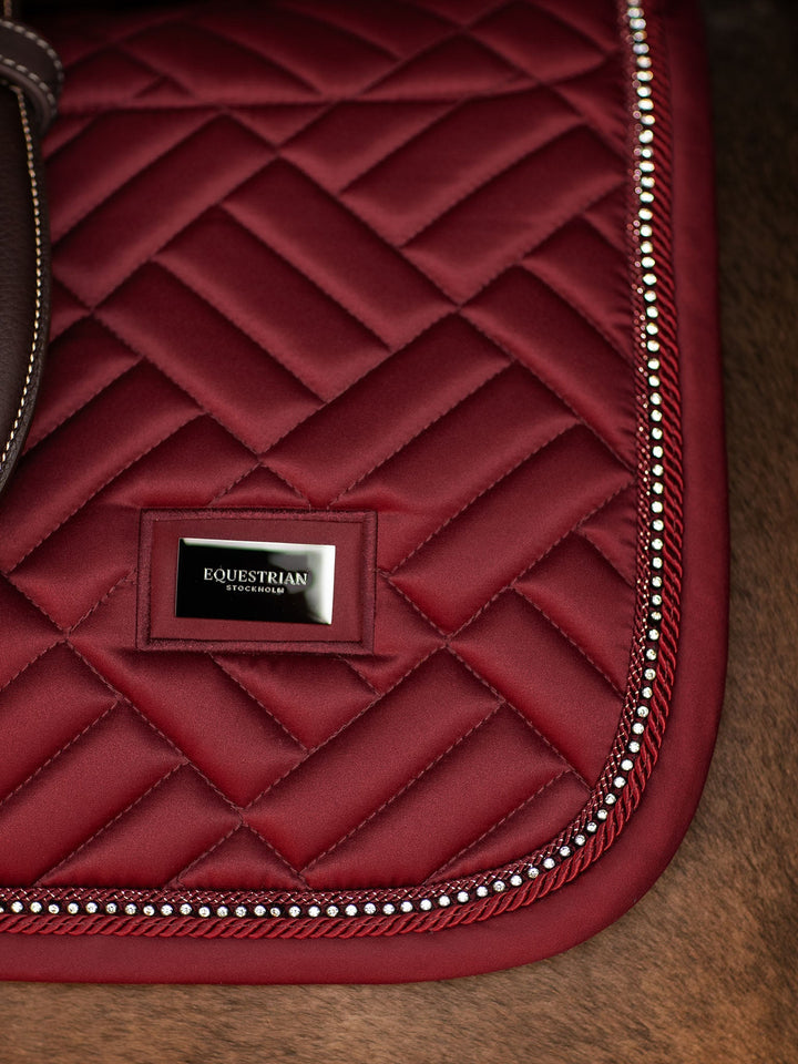 Equestrian Stockholm Jump Saddle Pad Vegan Fur Crystal Bordeaux - Jump Saddle Pad - Kingdom Equestrian