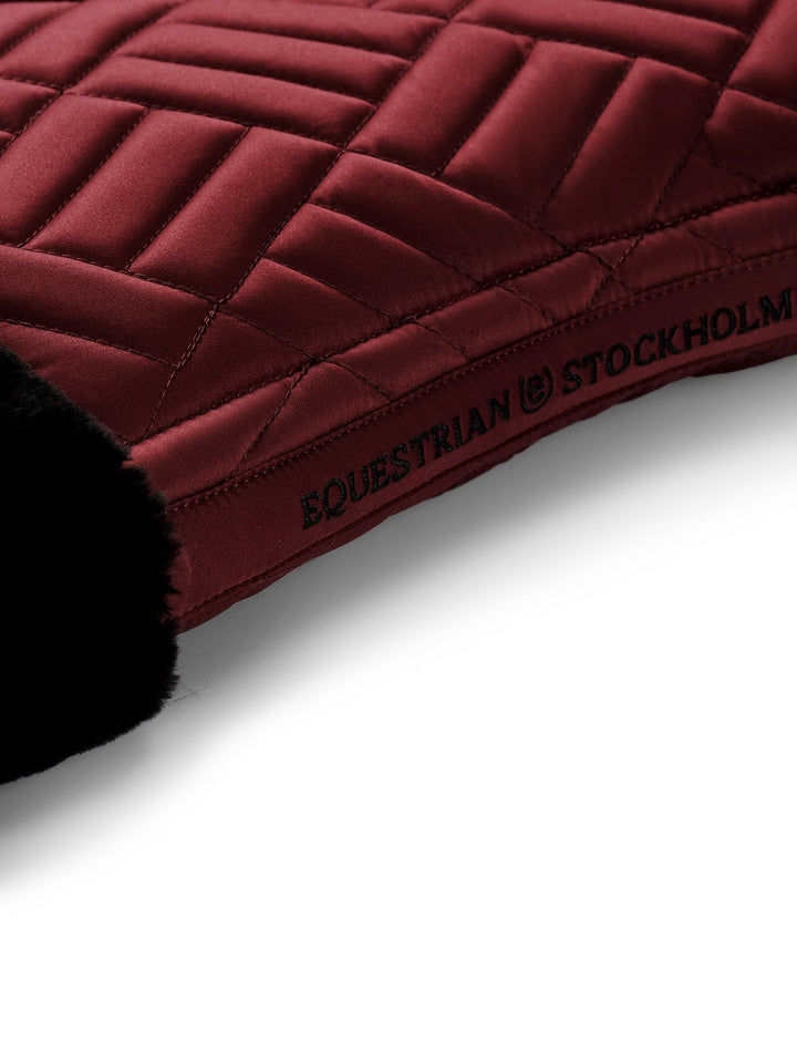 Equestrian Stockholm Jump Saddle Pad Vegan Fur Crystal Bordeaux - Jump Saddle Pad - Kingdom Equestrian