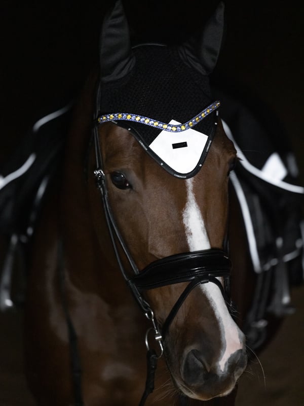 Equestrian Stockholm Reflective Fly Hood Luminous Black - Ear Bonnet - Kingdom Equestrian