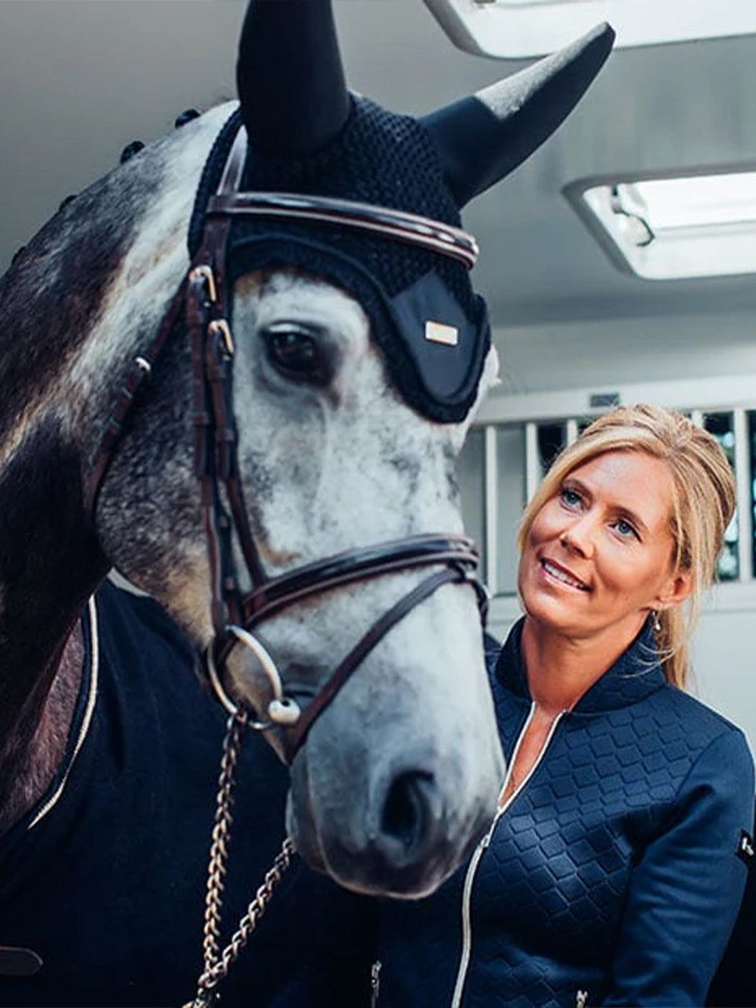 Equestrian Stockholm Soundless Fly Hood Black Silver - Ear Bonnet - Kingdom Equestrian